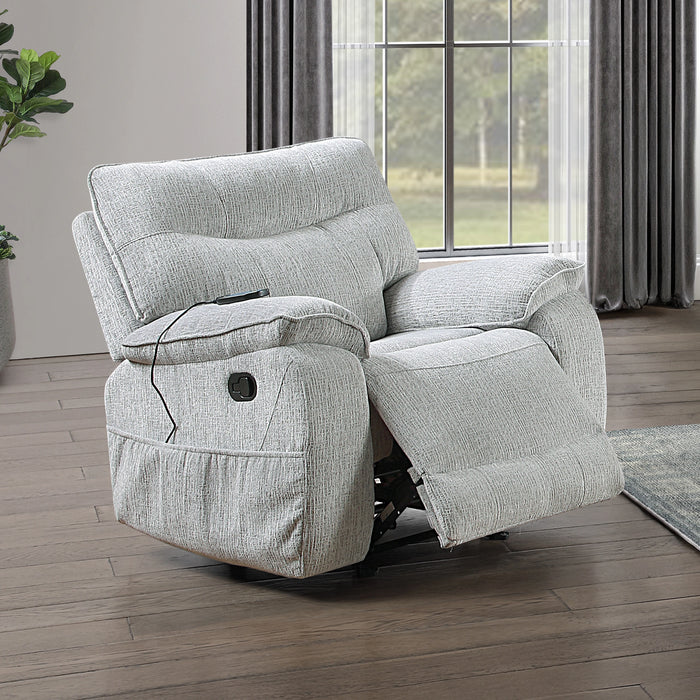 Chablis Glider Recliner W/Heat & Massage-Mist Gray