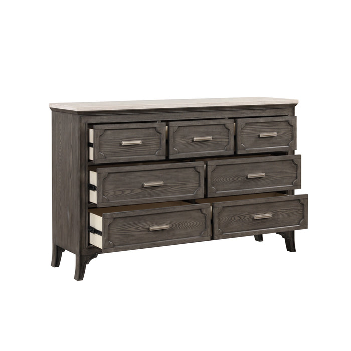Lisbon Marble Top Dresser-Gray