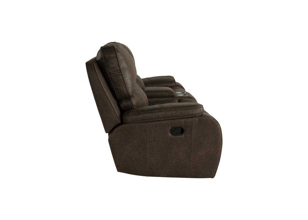 Brookings Console Loveseat W/ Dual Recliners-Brown