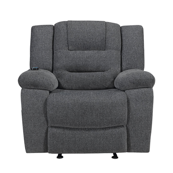 Redondo Glider Recliner W/Heat And Massage-Dk Gray