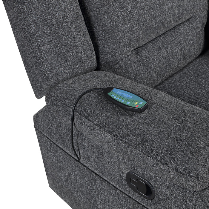 Redondo Glider Recliner W/Heat And Massage-Dk Gray