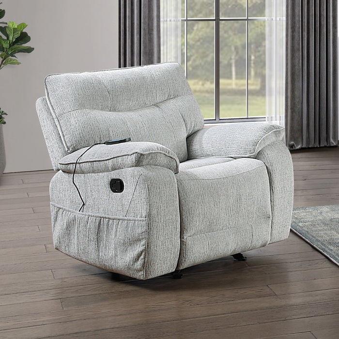Chablis Glider Recliner W/Heat & Massage-Mist Gray