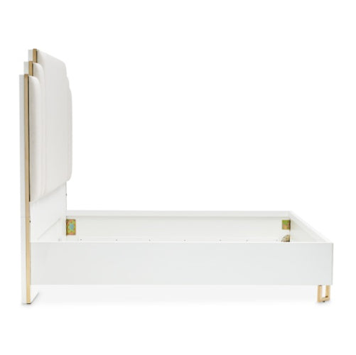 AICO Furniture Palm Gate Queen Upholstered Platform Bed in Cloud White