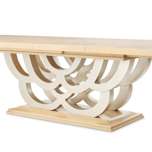 AICO Furniture Camellia Field Rectangular Pedestal Dining Table in Caramel