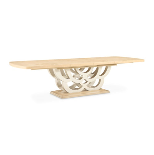 AICO Furniture Camellia Field Rectangular Pedestal Dining Table in Caramel