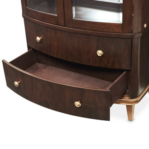 AICO Furniture Camellia Field Display Cabinet in Warm Pecan