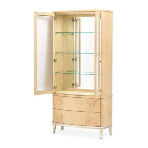 AICO Furniture Camellia Field Display Cabinet in Caramel
