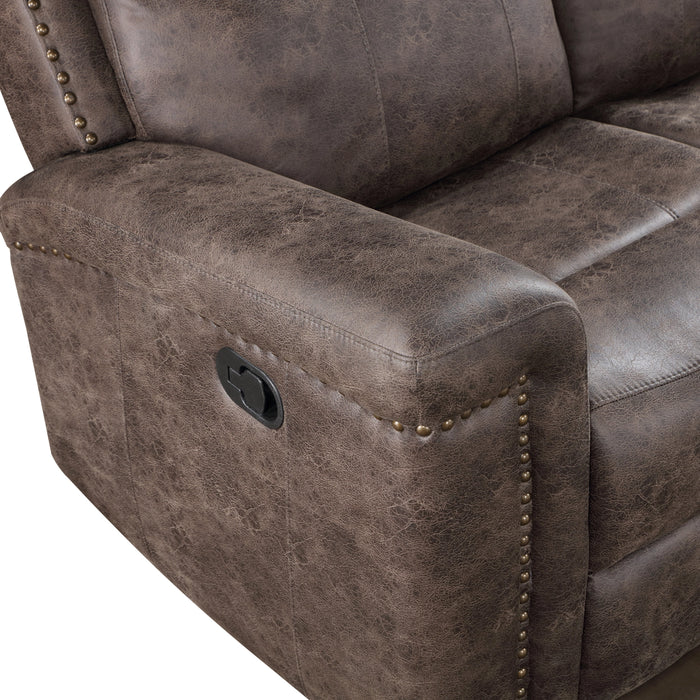 Quade Console Loveseat W/ Dual Recliners-Mocha