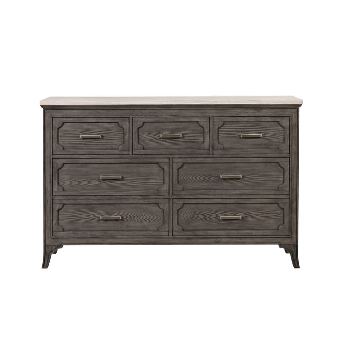 Lisbon Marble Top Dresser-Gray