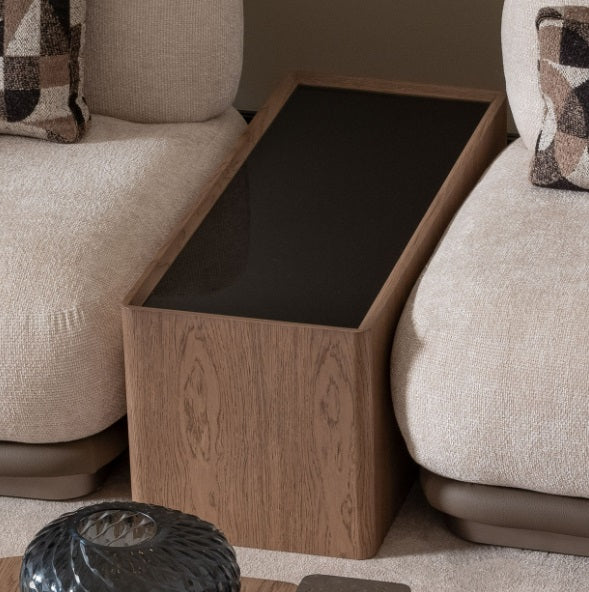 AICO Furniture Bristol Point Sectional Table in Saddle Brown
