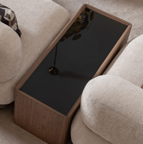 AICO Furniture Bristol Point Sectional Table in Saddle Brown