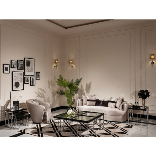 AICO Furniture Carmela Cocktail Table in Glossy Charcoal Sand