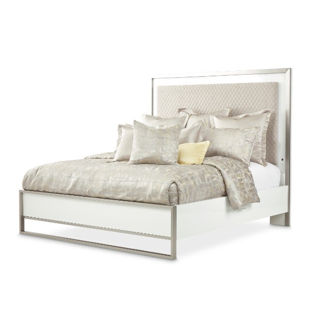 AICO Marquee Eastern King Panel Bed in Cloud White image
