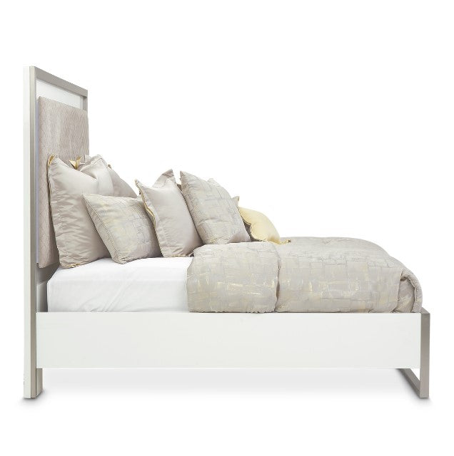 AICO Marquee Eastern King Panel Bed in Cloud White