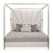 AICO Penthouse/Lanterna King Canopy Channel Tufted Upholstered Bed in Silver Mist image