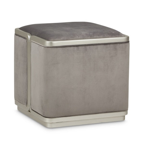 AICO Furniture Linea Linea Ottoman Gray Pearl in Silver Mist