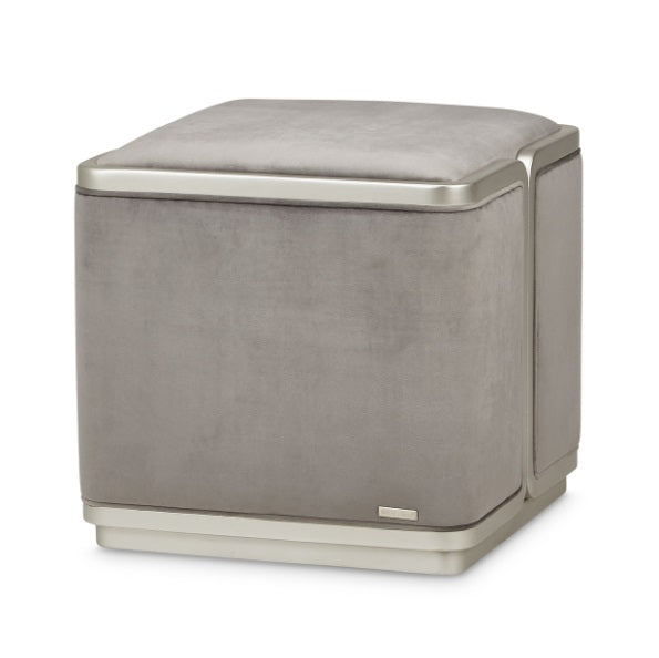 AICO Furniture Linea Linea Ottoman Gray Pearl in Silver Mist image