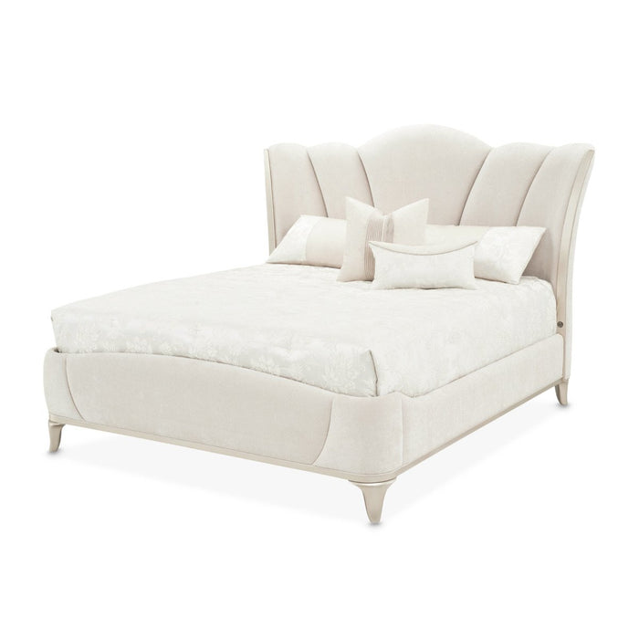 AICO Furniture La Marisia King Upholstered Platform Bed in Creamy Pearl