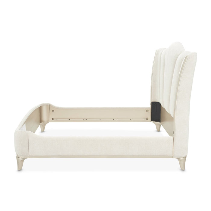 AICO Furniture La Marisia King Upholstered Platform Bed in Creamy Pearl