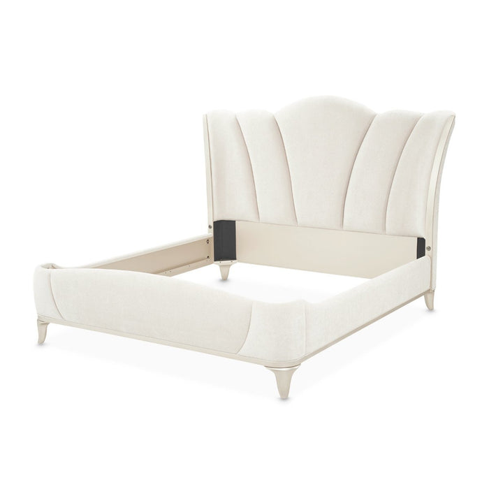 AICO Furniture La Marisia King Upholstered Platform Bed in Creamy Pearl